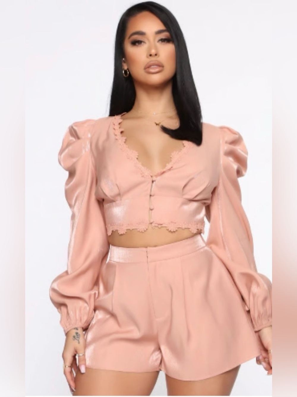 Two Piece Short Set with Cropped Top